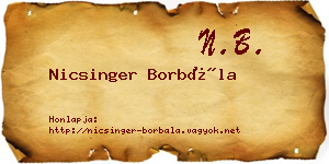 Nicsinger Borbála névjegykártya